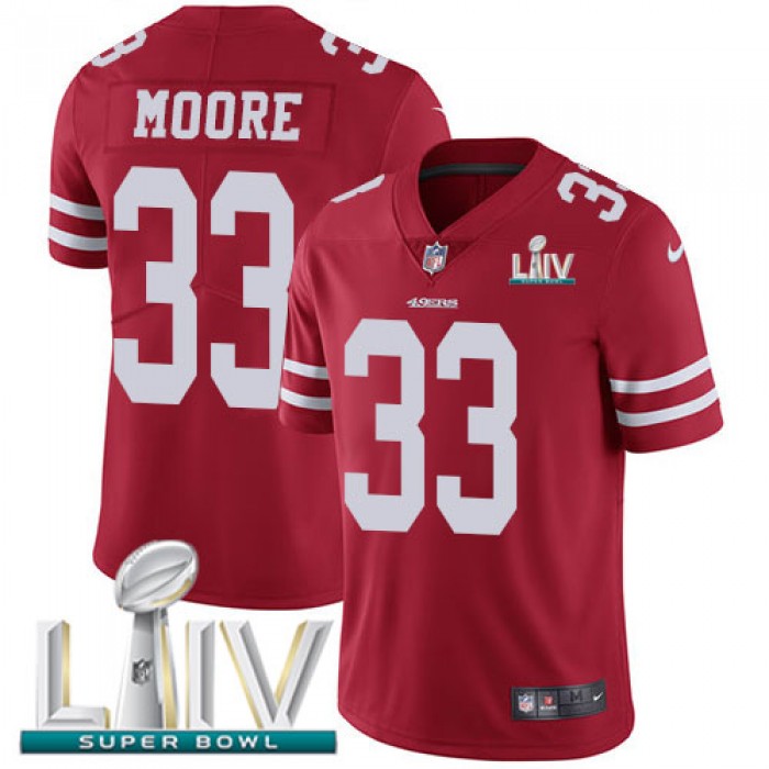 Nike 49ers #33 Tarvarius Moore Red Super Bowl LIV 2020 Team Color Youth Stitched NFL Vapor Untouchable Limited Jersey