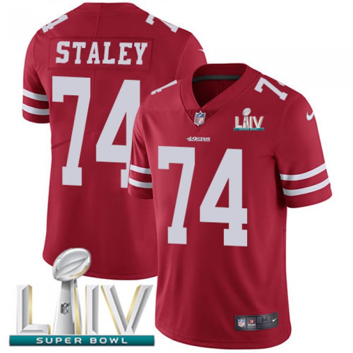 Nike 49ers #74 Joe Staley Red Super Bowl LIV 2020 Team Color Youth Stitched NFL Vapor Untouchable Limited Jersey