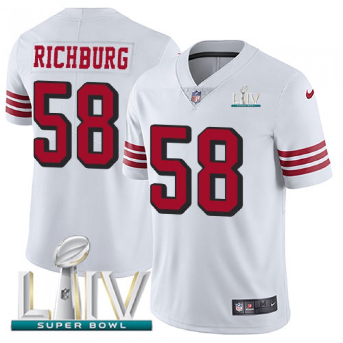 Nike 49ers #58 Weston Richburg White Super Bowl LIV 2020 Rush Youth Stitched NFL Vapor Untouchable Limited Jersey