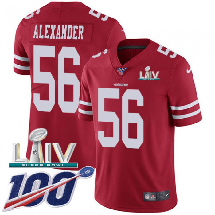 Nike 49ers #56 Kwon Alexander Red Super Bowl LIV 2020 Team Color Youth Stitched NFL 100th Season Vapor Limited Jersey