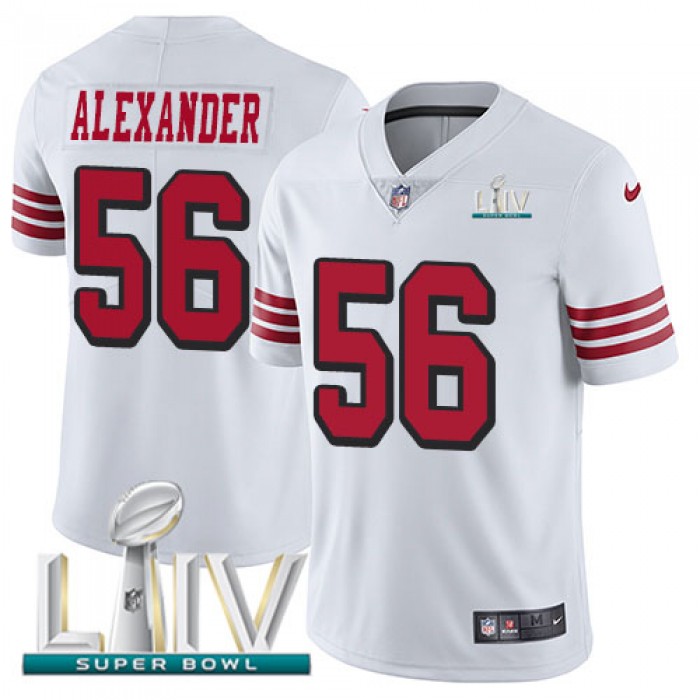 Nike 49ers #56 Kwon Alexander White Super Bowl LIV 2020 Rush Youth Stitched NFL Vapor Untouchable Limited Jersey