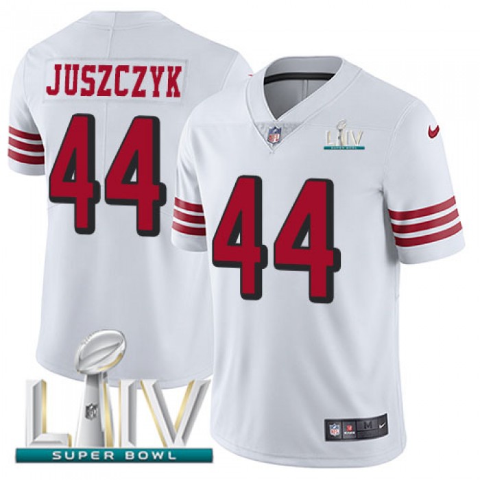 Nike 49ers #44 Kyle Juszczyk White Super Bowl LIV 2020 Rush Youth Stitched NFL Vapor Untouchable Limited Jersey