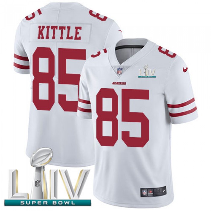 Nike 49ers #85 George Kittle White Super Bowl LIV 2020 Youth Stitched NFL Vapor Untouchable Limited Jersey