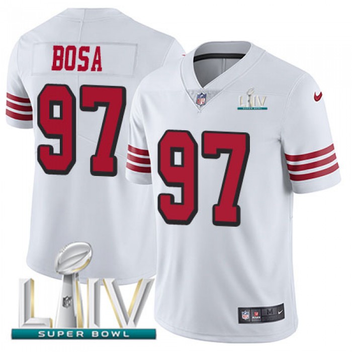Nike 49ers #97 Nick Bosa White Super Bowl LIV 2020 Rush Youth Stitched NFL Vapor Untouchable Limited Jersey
