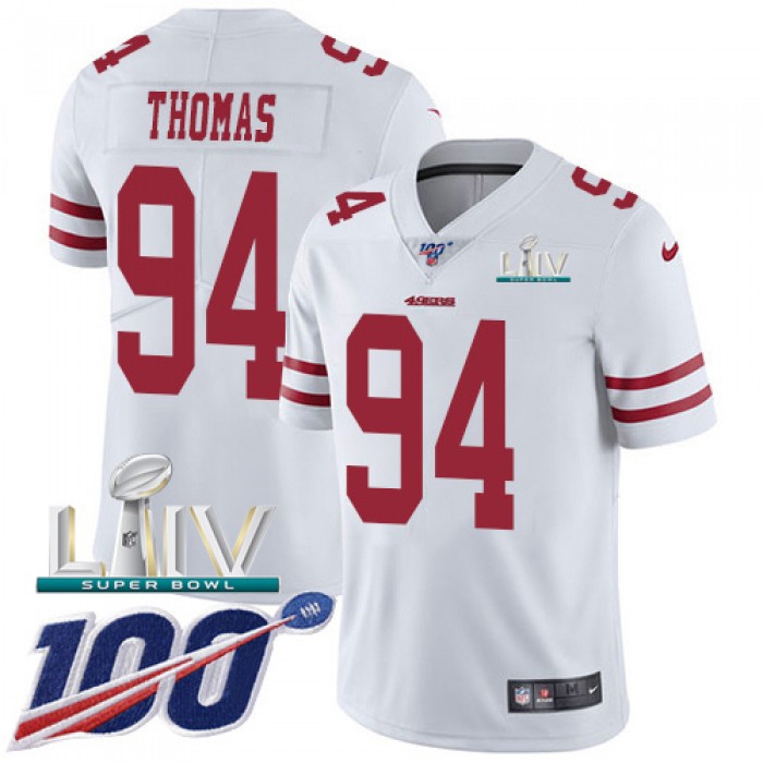 Nike 49ers #94 Solomon Thomas White Super Bowl LIV 2020 Youth Stitched NFL 100th Season Vapor Limited Jersey