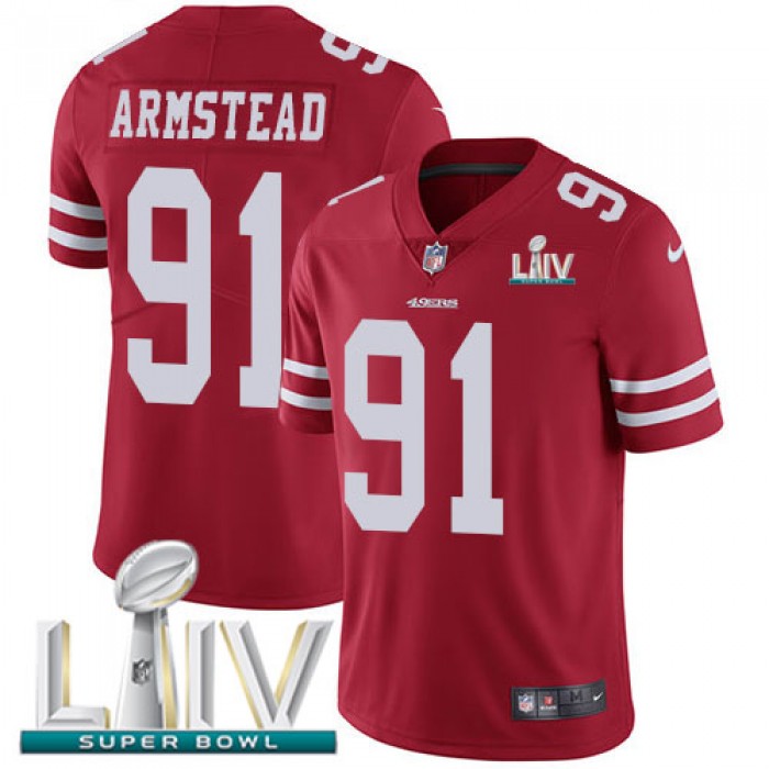 Nike 49ers #91 Arik Armstead Red Super Bowl LIV 2020 Team Color Youth Stitched NFL Vapor Untouchable Limited Jersey