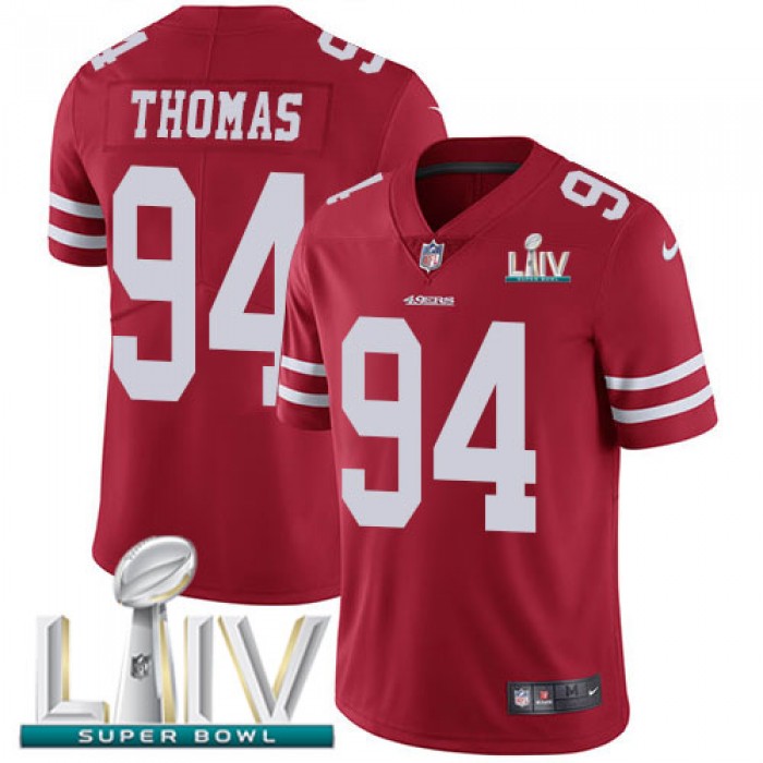 Nike 49ers #94 Solomon Thomas Red Super Bowl LIV 2020 Team Color Youth Stitched NFL Vapor Untouchable Limited Jersey