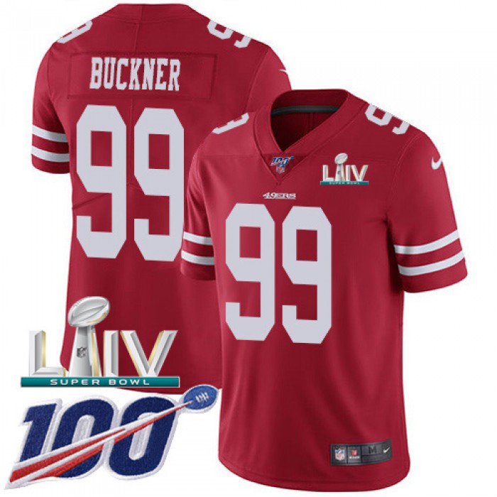 Nike 49ers #99 DeForest Buckner Red Super Bowl LIV 2020 Team Color Youth Stitched NFL 100th Season Vapor Limited Jersey