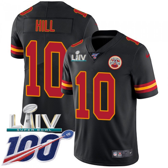 Nike Chiefs #10 Tyreek Hill Black Super Bowl LIV 2020 Youth Stitched NFL Limited Rush 100th Season Jersey