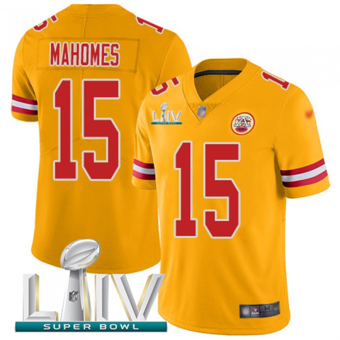 Nike Chiefs #15 Patrick Mahomes Gold Super Bowl LIV 2020 Youth Stitched NFL Limited Inverted Legend Jersey