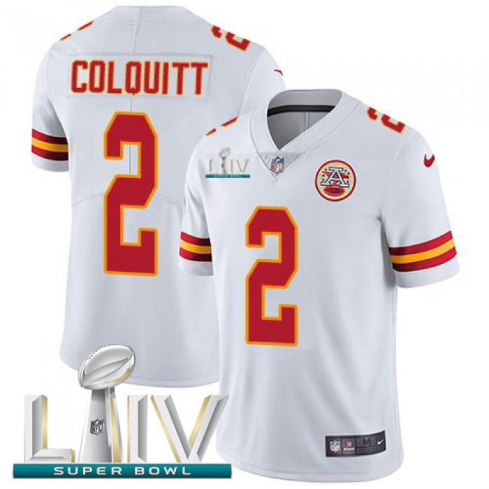 Nike Chiefs #2 Dustin Colquitt White Super Bowl LIV 2020 Youth Stitched NFL Vapor Untouchable Limited Jersey