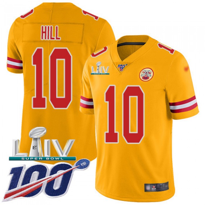 Nike Chiefs #10 Tyreek Hill Gold Super Bowl LIV 2020 Youth Stitched NFL Limited Inverted Legend 100th Season Jersey