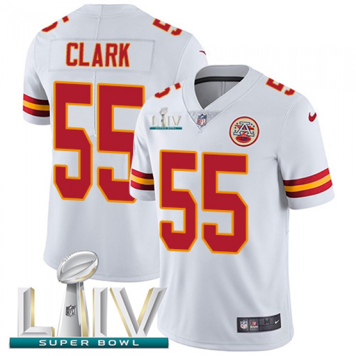 Nike Chiefs #55 Frank Clark White Super Bowl LIV 2020 Youth Stitched NFL Vapor Untouchable Limited Jersey