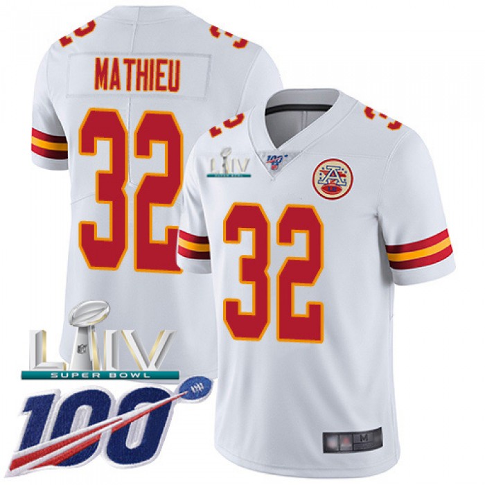 Nike Chiefs #32 Tyrann Mathieu White Super Bowl LIV 2020 Youth Stitched NFL 100th Season Vapor Untouchable Limited Jersey