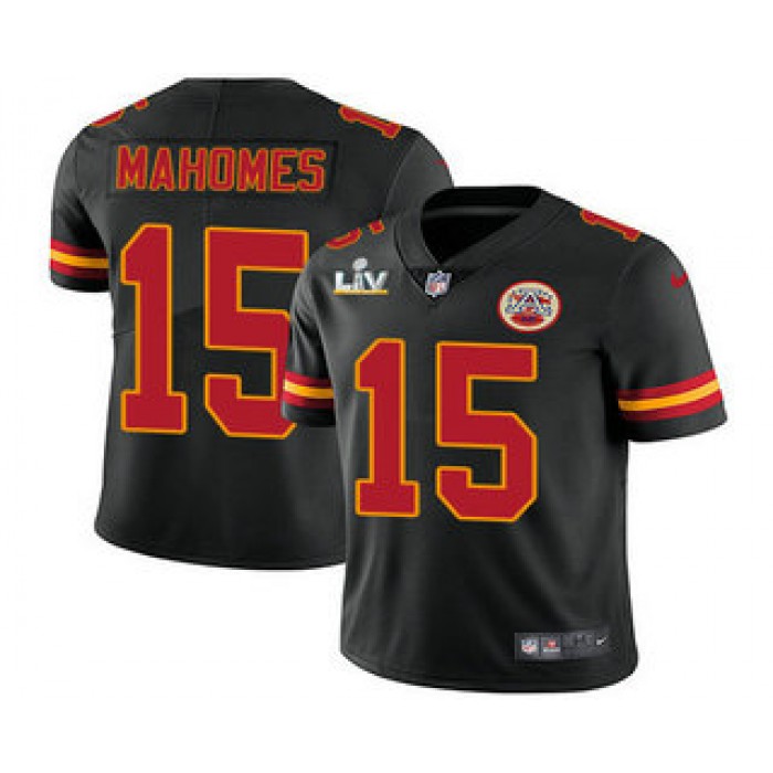Men's Kansas City Chiefs #15 Patrick Mahomes Black 2021 Super Bowl LV Vapor Untouchable Stitched Nike Limited NFL Jersey