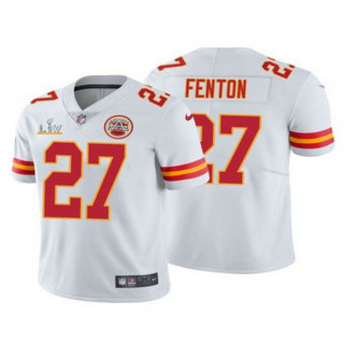Men's Kansas City Chiefs #27 Rashad Fenton White 2021 Super Bowl LV Limited Stitched NFL Jersey