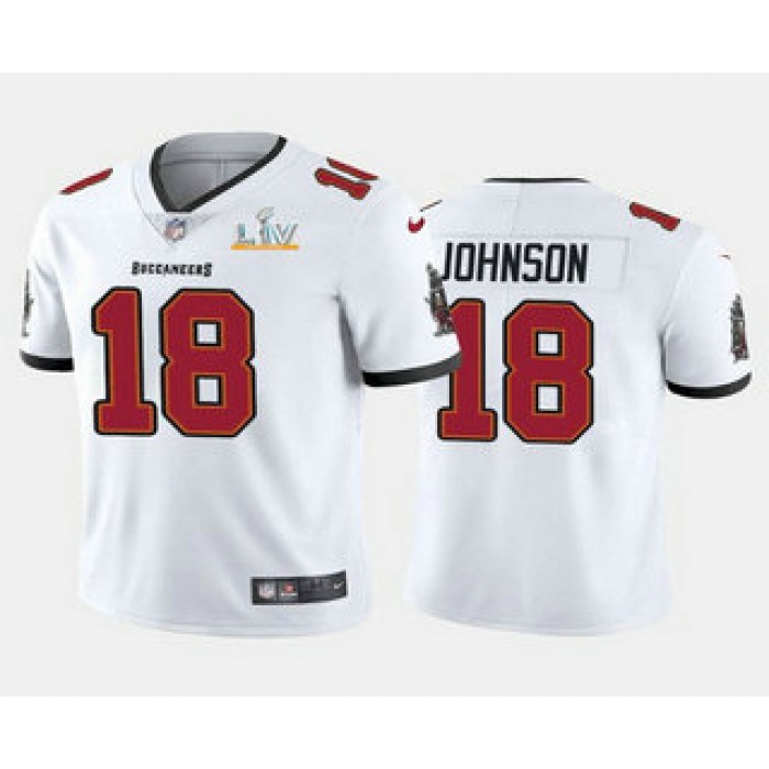 Men's Tampa Bay Buccaneers #18 Tyler Johnson White 2021 Super Bowl LV Limited Stitched NFL Jersey