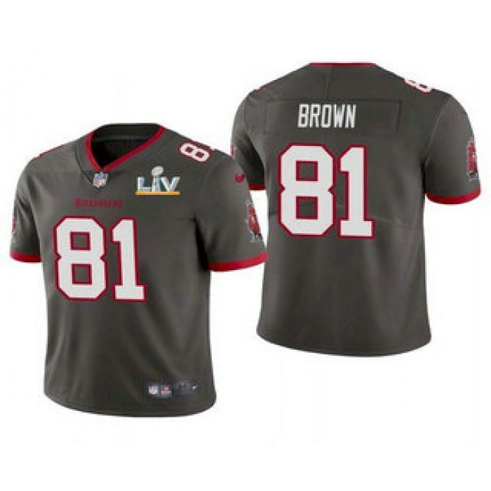Men's Tampa Bay Buccaneers #81 Antonio Brown Grey 2021 Super Bowl LV Limited Stitched NFL Jersey