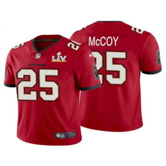 Men's Tampa Bay Buccaneers #25 LeSean McCoy Red 2021 Super Bowl LV Limited Stitched NFL Jersey