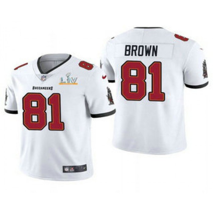 Men's Tampa Bay Buccaneers #81 Antonio Brown White 2021 Super Bowl LV Limited Stitched NFL Jersey
