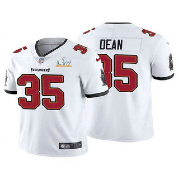 Men's Tampa Bay Buccaneers #35 Jamel Dean White 2021 Super Bowl LV Limited Stitched NFL Jersey