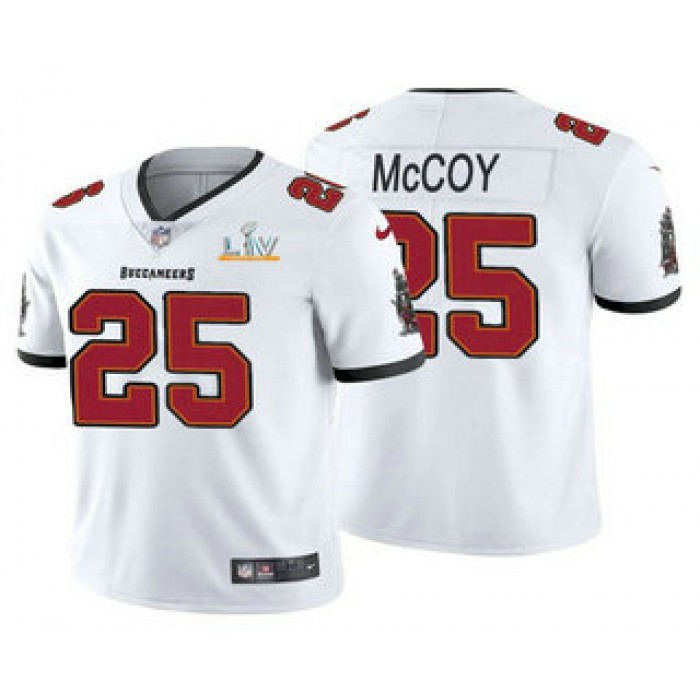 Men's Tampa Bay Buccaneers #25 LeSean McCoy White 2021 Super Bowl LV Limited Stitched NFL Jersey