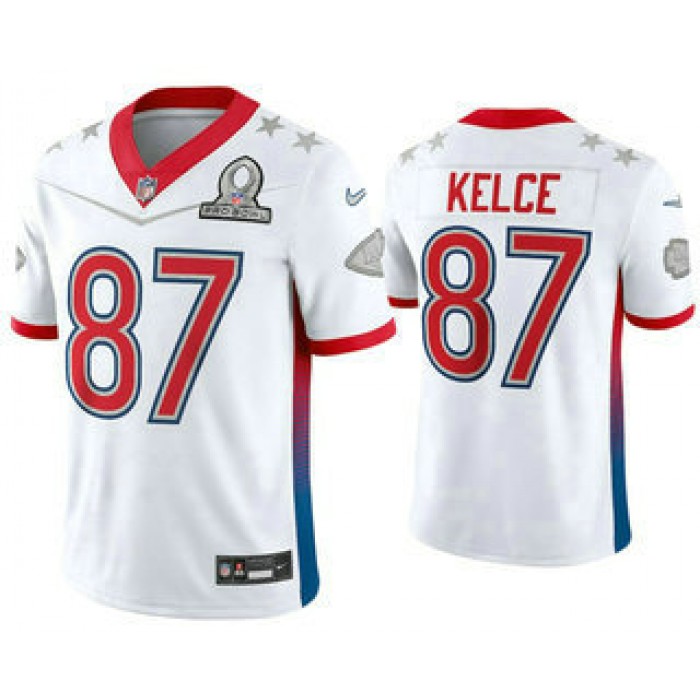 Men's Kansas City Chiefs #87 Travis Kelce White 2022 Pro Bowl Vapor Untouchable Stitched Limited Jersey