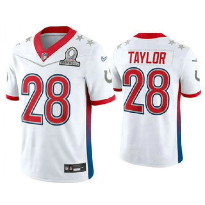Men's Indianapolis Colts #28 Jonathan Taylor White 2022 Pro Bowl Vapor Untouchable Stitched Limited Jersey