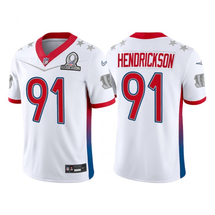 Men's Cincinnati Bengals #91 Trey Hendrickson 2022 White AFC Pro Bowl Stitched Jersey