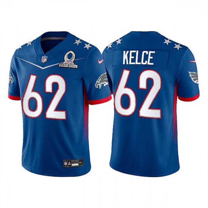 Men's Philadelphia Eagles #62 Jason Kelce 2022 Royal NFC Pro Bowl Stitched Jersey