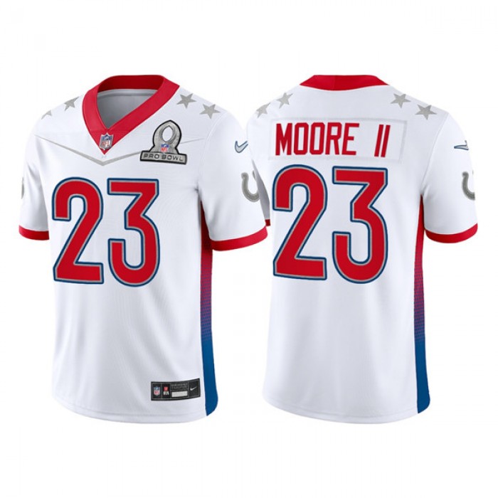 Men's Indianapolis Colts #23 Kenny Moore II 2022 White AFC Pro Bowl Stitched Jersey
