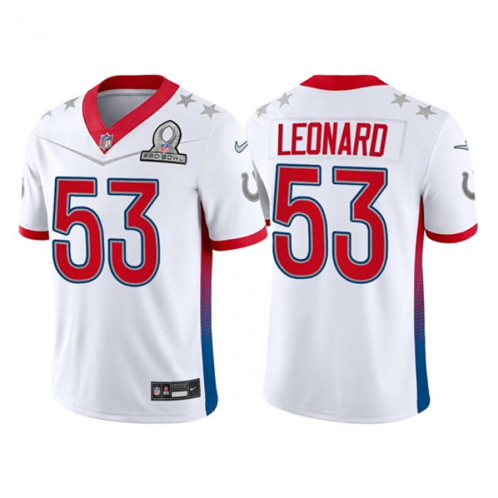 Men's Indianapolis Colts #53 Darius Leonard 2022 White AFC Pro Bowl Stitched Jersey