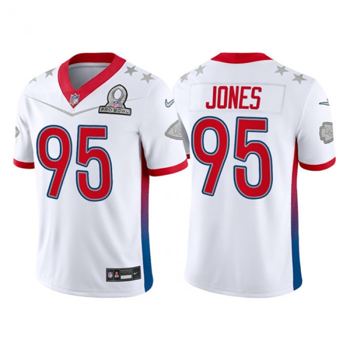 Men's Kansas City Chiefs #95 Chris Jones 2022 White Pro Bowl Stitched Jersey