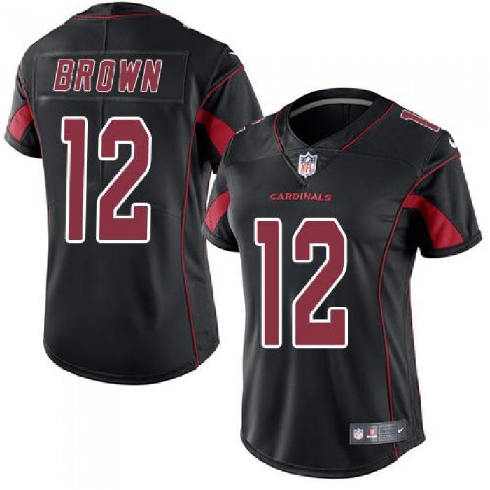 Nike Cardinals #12 John Brown Black Women's Stitched NFL Limited Rush Jersey