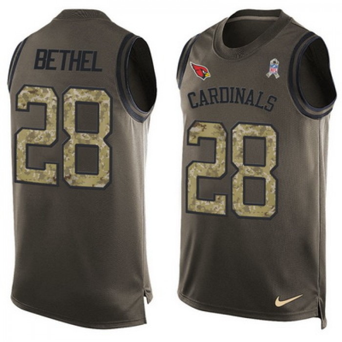 Men's Arizona Cardinals #28 Justin Bethel Green Salute to Service Hot Pressing Player Name & Number Nike NFL Tank Top Jersey