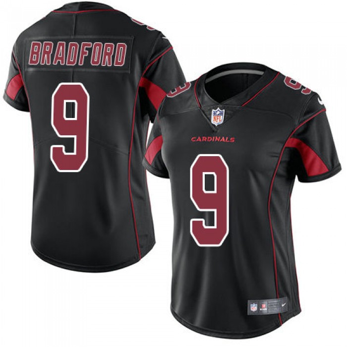 Women Nike Cardinals #9 Sam Bradford Black Stitched NFL Limited Rush Jersey