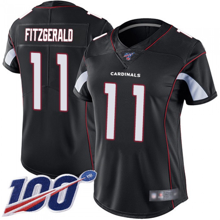 Nike Cardinals #11 Larry Fitzgerald Black Alternate Women's Stitched NFL 100th Season Vapor Limited Jersey