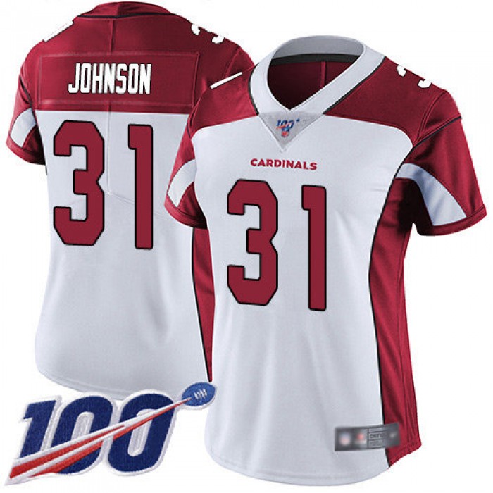 Nike Cardinals #31 David Johnson White Women's Stitched NFL 100th Season Vapor Limited Jersey
