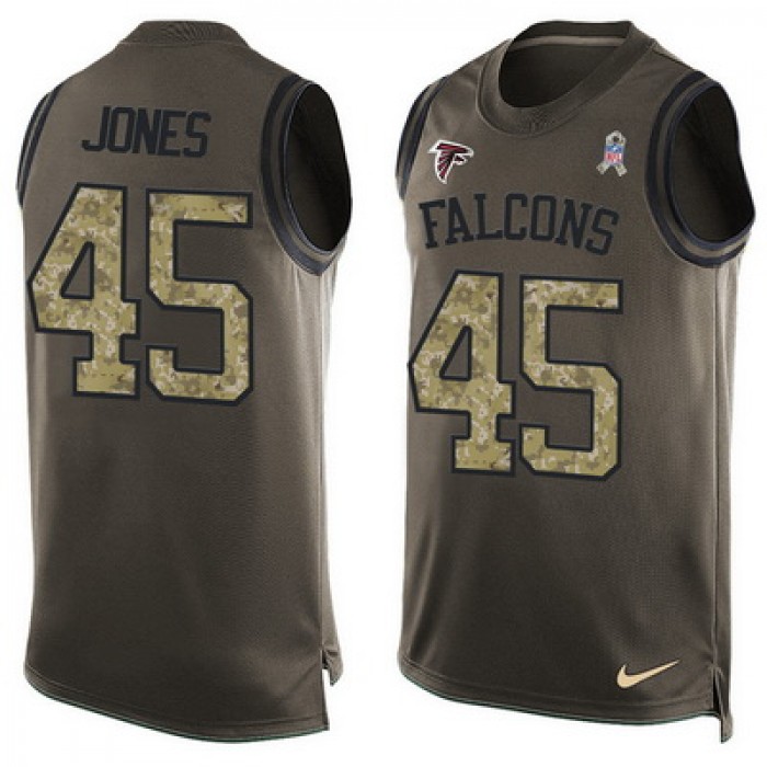 Men's Atlanta Falcons #45 Deion Jones Green Salute to Service Hot Pressing Player Name & Number Nike NFL Tank Top Jersey