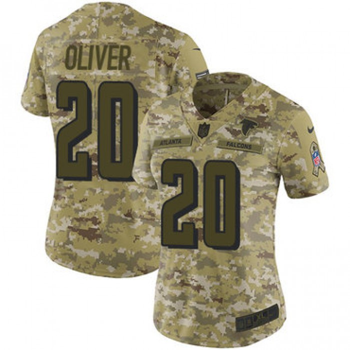 Nike Falcons #20 Isaiah Oliver Camo Women's Stitched NFL Limited 2018 Salute to Service Jersey