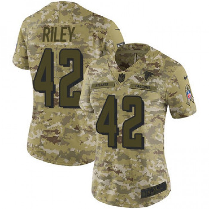 Nike Falcons #42 Duke Riley Camo Women's Stitched NFL Limited 2018 Salute to Service Jersey