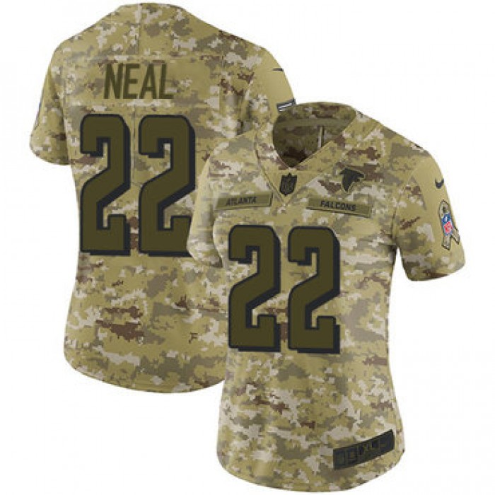 Nike Falcons #22 Keanu Neal Camo Women's Stitched NFL Limited 2018 Salute to Service Jersey