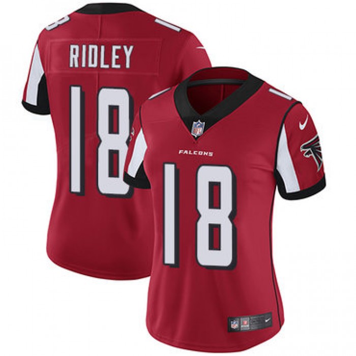 Nike Falcons #18 Calvin Ridley Red Team Color Women's Stitched NFL Vapor Untouchable Limited Jersey