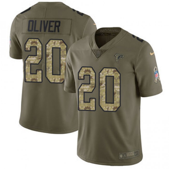Nike Falcons #20 Isaiah Oliver Olive Camo Men's Stitched NFL Limited 2017 Salute To Service Jersey
