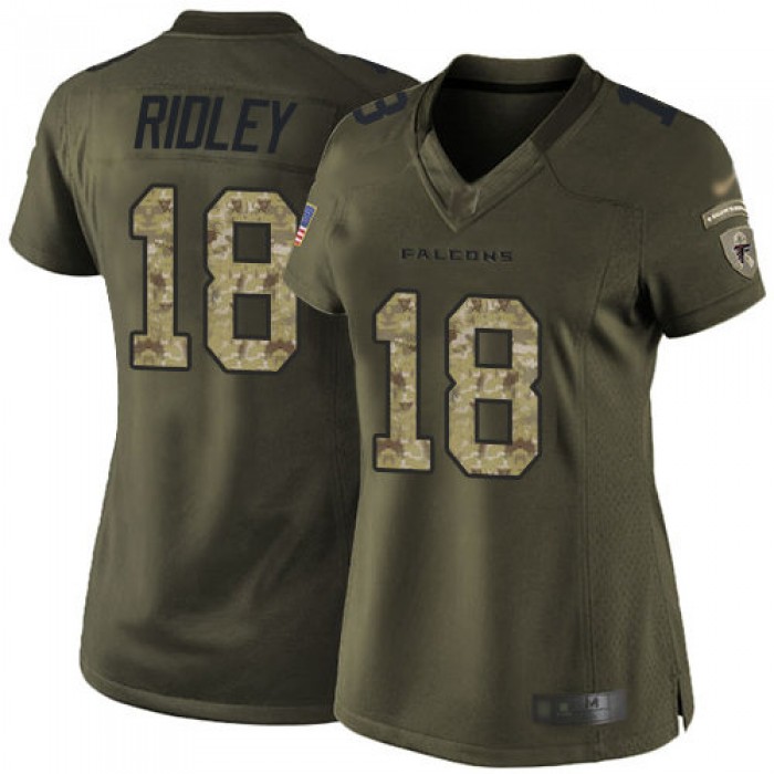 Falcons #18 Calvin Ridley Green Women's Stitched Football Limited 2015 Salute to Service Jersey