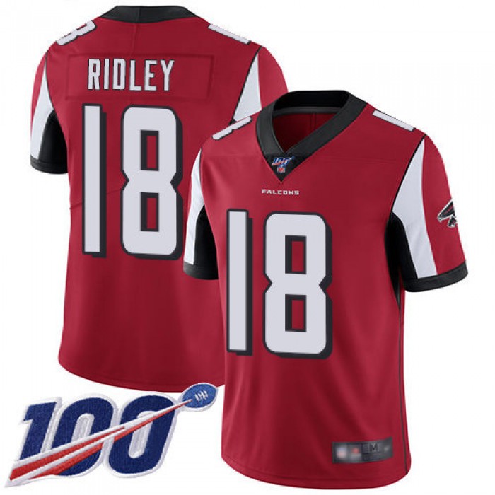 Falcons #18 Calvin Ridley Red Team Color Men's Stitched Football 100th Season Vapor Limited Jersey