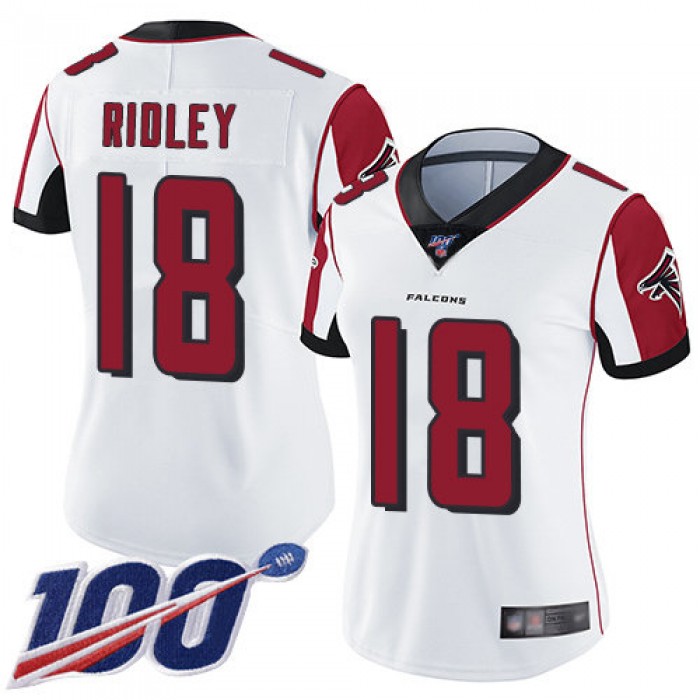 Nike Falcons #18 Calvin Ridley White Women's Stitched NFL 100th Season Vapor Limited Jersey