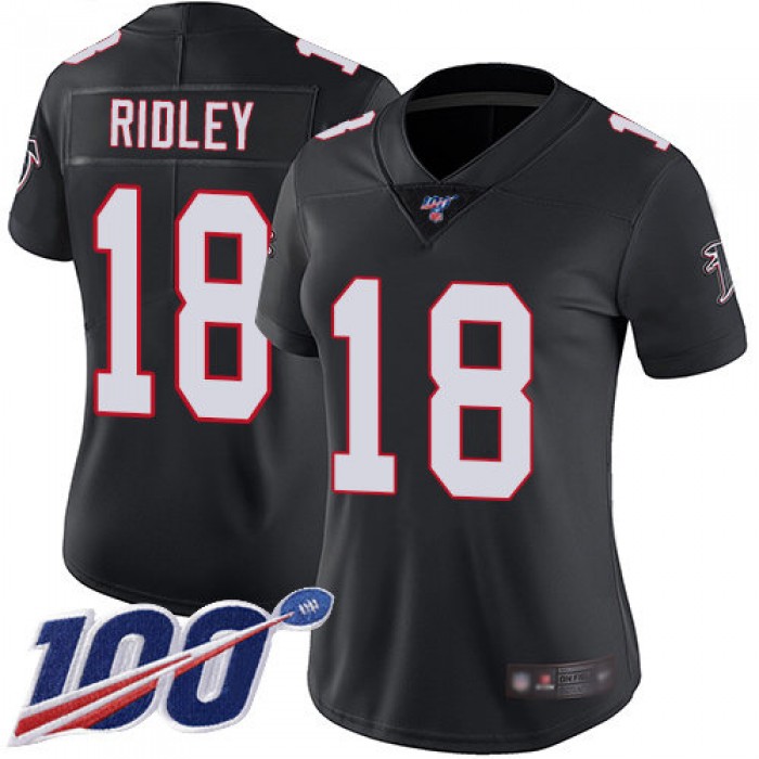Nike Falcons #18 Calvin Ridley Black Alternate Women's Stitched NFL 100th Season Vapor Limited Jersey