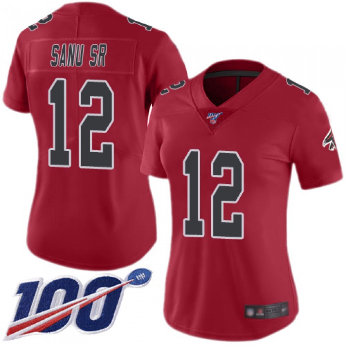 Nike Falcons #12 Mohamed Sanu Sr Red Women's Stitched NFL Limited Rush 100th Season Jersey