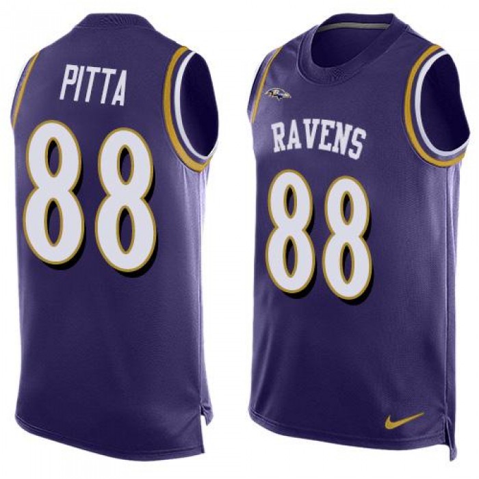 Men's Baltimore Ravens #88 Dennis Pitta Purple Hot Pressing Player Name & Number Nike NFL Tank Top Jersey